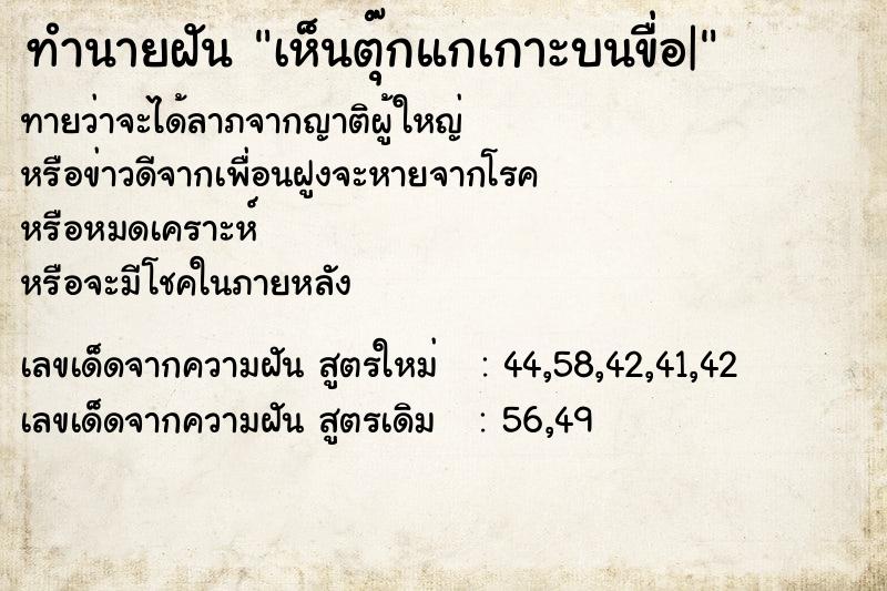 ทำนายฝัน เห็นตุ๊กแกเกาะบนขื่อ|